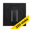 Aanbieding: 100x Centraalplaat met Draaiknop  3-standenschakelaar met Nulstand V1/J1 Mat Zwart LIO00119 - 1