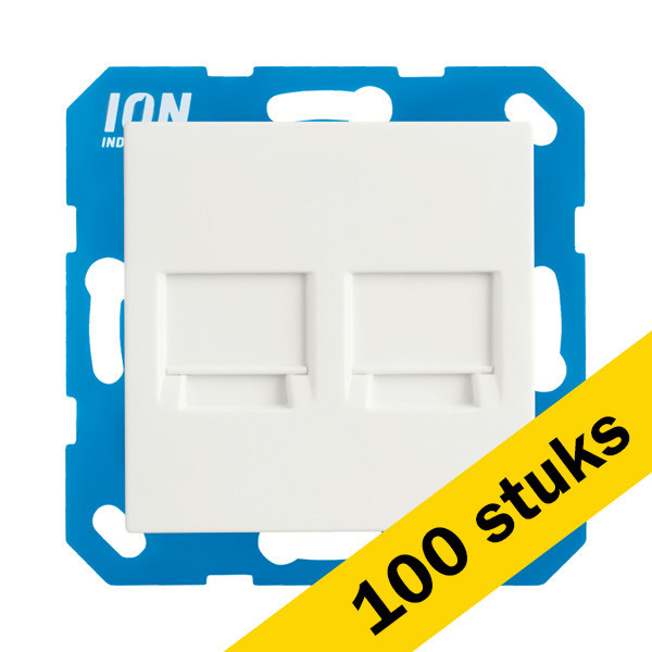 Aanbieding: 100x Modular Jack 2-voudig met Centraalplaat V1/J1 Alpin Wit LIO00122 - 1