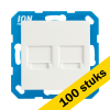 Aanbieding: 100x Modular Jack 2-voudig met Centraalplaat V1/J1 Alpin Wit LIO00122 - 1