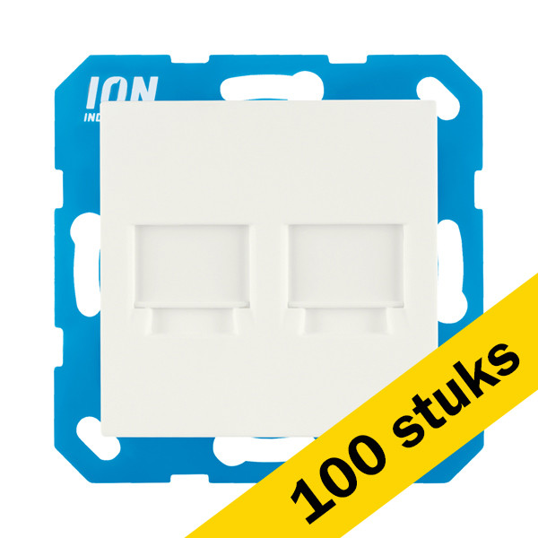 Aanbieding: 100x Modular Jack 2-voudig met Centraalplaat V1/J1 Mat Alpin Wit LIO00125 - 1