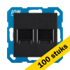 Aanbieding: 100x Modular Jack 2-voudig met Centraalplaat V1/J1 Mat Zwart LIO00128 - 1