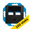 Aanbieding: 100x Modular Jack 30° 2-voudig met Centraalplaat E1 Mat Zwart LIO00374 - 1