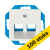 Aanbieding: 100x Modular Jack 30° 2-voudig met Centraalplaat V1/J1 Alpin Wit LIO00131 - 1