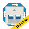 Aanbieding: 100x Modular Jack 30° 2-voudig met Centraalplaat V1/J1 Mat Alpin Wit LIO00134 - 1