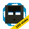 Aanbieding: 100x Modular Jack 30° 2-voudig met Centraalplaat V1/J1 Mat Zwart LIO00137 - 1