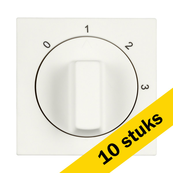 Aanbieding: 10x Centraalplaat met Draaiknop  3-standenschakelaar met Nulstand V1/J1 Mat Alpin Wit LIO00115 - 1