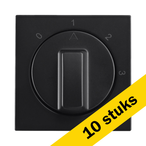 Aanbieding: 10x Centraalplaat met Draaiknop  3-standenschakelaar met Nulstand V1/J1 Mat Zwart LIO00118 - 1