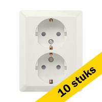 Aanbieding: 10x ION Industries Stopcontact half opbouw 2-voudig met randaarde | Alpin wit glanzend LIO00298