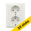 Aanbieding: 10x ION Industries Stopcontact half opbouw 2-voudig met randaarde | Alpin wit glanzend LIO00298 - 1