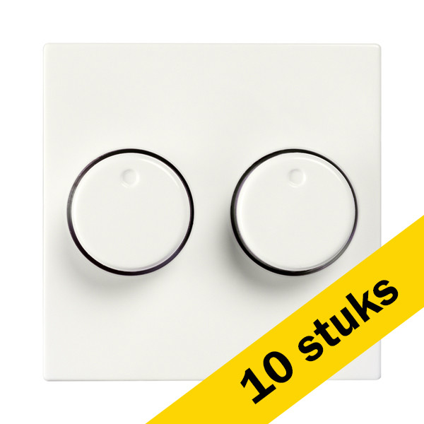 Aanbieding: 10x ION industries Centraalplaat dimmerknop duo V1/J1 | Alpin wit glanzend LIO00175 - 1