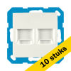 Aanbieding: 10x Modular Jack 2-voudig met Centraalplaat E1 Alpin Wit LIO00358 - 1