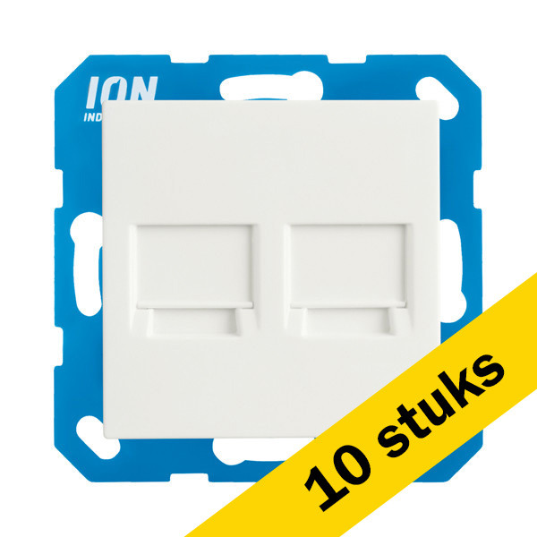 Aanbieding: 10x Modular Jack 2-voudig met Centraalplaat V1/J1 Alpin Wit LIO00121 - 1