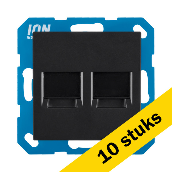 Aanbieding: 10x Modular Jack 2-voudig met Centraalplaat V1/J1 Mat Zwart LIO00127 - 1