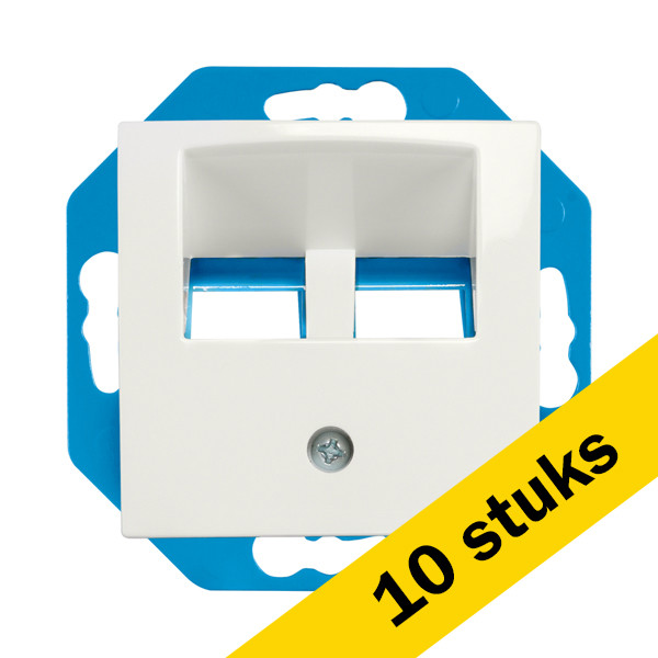 Aanbieding: 10x Modular Jack 30° 2-voudig met Centraalplaat E1 Alpin Wit LIO00367 - 1