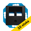 Aanbieding: 10x Modular Jack 30° 2-voudig met Centraalplaat E1 Mat Zwart LIO00373 - 1