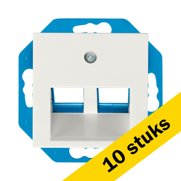 Aanbieding: 10x Modular Jack 30° 2-voudig met Centraalplaat V1/J1 Alpin Wit LIO00130 - 1