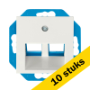 Aanbieding: 10x Modular Jack 30° 2-voudig met Centraalplaat V1/J1 Alpin Wit LIO00130 - 1