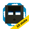 Aanbieding: 10x Modular Jack 30° 2-voudig met Centraalplaat V1/J1 Mat Zwart LIO00136 - 1