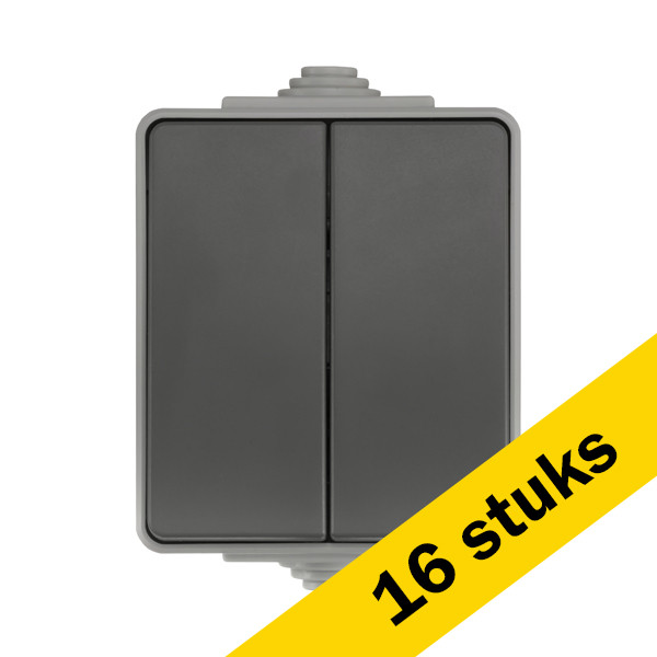 Aanbieding: 16x Opbouw Serieschakelaar IP55 Grijs LIO00486 - 1