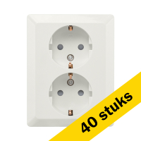 Aanbieding: 40x ION Industries Stopcontact half opbouw 2-voudig met randaarde | Alpin wit glanzend LIO00299