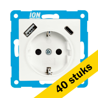 Aanbieding: 40x Wandcontactdoos RA USB A + USB C met Aanraakbeveiliging V1/J1 Alpin Wit LIO00097