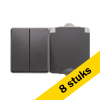 Aanbieding: 8x Opbouw Combinatie Wandcontactdoos en Serieschakelaar IP55 Grijs LIO00494 - 1