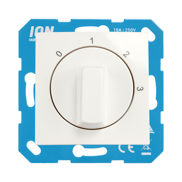 ION Industries Centraalplaat met draaiknop 3-standenschakelaar met nulstand E1 | Alpin wit glanzend  LIO00348 - 1