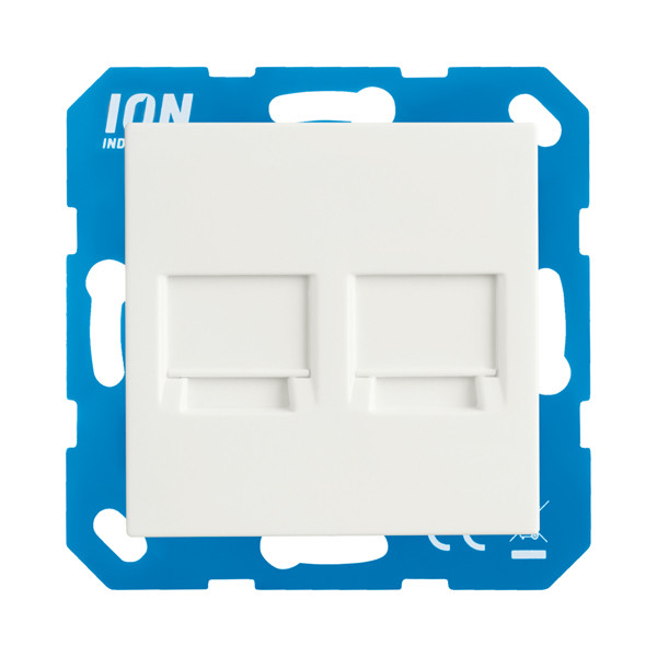 ION Industries Modular Jack 2-voudig met centraalplaat V1/J1 | Alpin wit glanzend  LIO00120 - 1