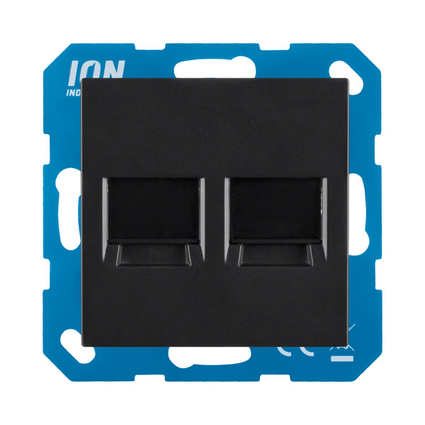 ION Industries Modular Jack 2-voudig met centraalplaat V1/J1 | Mat zwart  LIO00126 - 1
