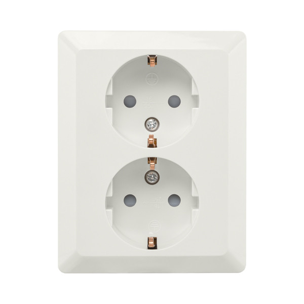 ION Industries Stopcontact half opbouw 2-voudig met randaarde | Alpin wit glanzend  LIO00297 - 1