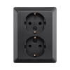 ION Industries Stopcontact half opbouw 2-voudig met randaarde | Mat zwart