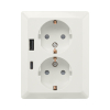 ION Industries Stopcontact half opbouw 2-voudig met randaarde | USB A + USB C | Alpin wit glanzend