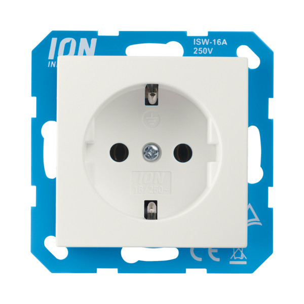ION Industries Stopcontact met randaarde en kinderbeveiliging E1 | Alpin wit glanzend  LIO00312 - 1