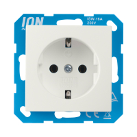 ION Industries Stopcontact met randaarde en kinderbeveiliging E1 | Alpin wit glanzend  LIO00312