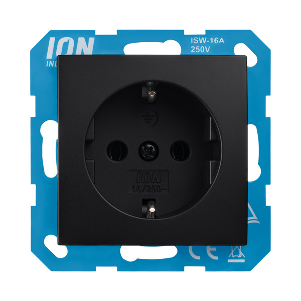 ION Industries Stopcontact met randaarde en kinderbeveiliging E1 | Mat zwart  LIO00318 - 1