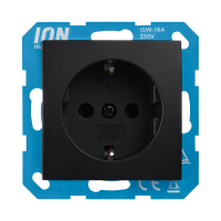 ION Industries Stopcontact met randaarde en kinderbeveiliging E1 | Mat zwart  LIO00318