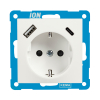 ION Industries Stopcontact met randaarde en kinderbeveiliging E1 | USB A + USB C | Alpin wit glanzend