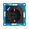 ION Industries Stopcontact met randaarde en kinderbeveiliging E1 | USB A + USB C | Mat zwart