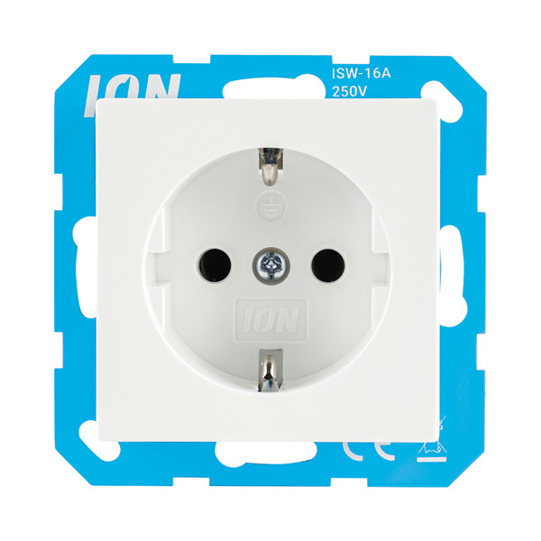 ION Industries Stopcontact met randaarde en kinderbeveiliging V1/J1 | Alpin wit glanzend  LIO00078 - 1