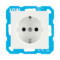 ION Industries Stopcontact met randaarde en kinderbeveiliging V1/J1 | Alpin wit glanzend  LIO00078