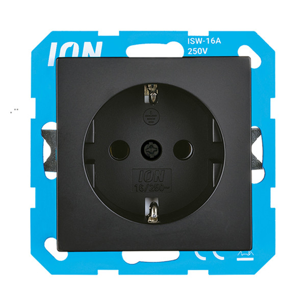 ION Industries Stopcontact met randaarde en kinderbeveiliging V1/J1 | Mat zwart  LIO00084 - 1