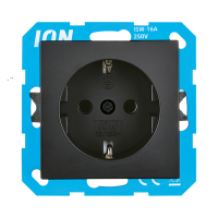 ION Industries Stopcontact met randaarde en kinderbeveiliging V1/J1 | Mat zwart  LIO00084