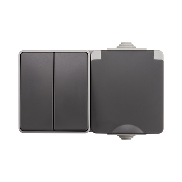 ION industries Opbouw Combinatie Stopcontact en Serieschakelaar | IP55 | Grijs  LIO00493 - 1