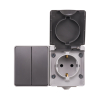 ION industries Opbouw Combinatie Stopcontact en Serieschakelaar | IP55 | Grijs  LIO00493 - 2