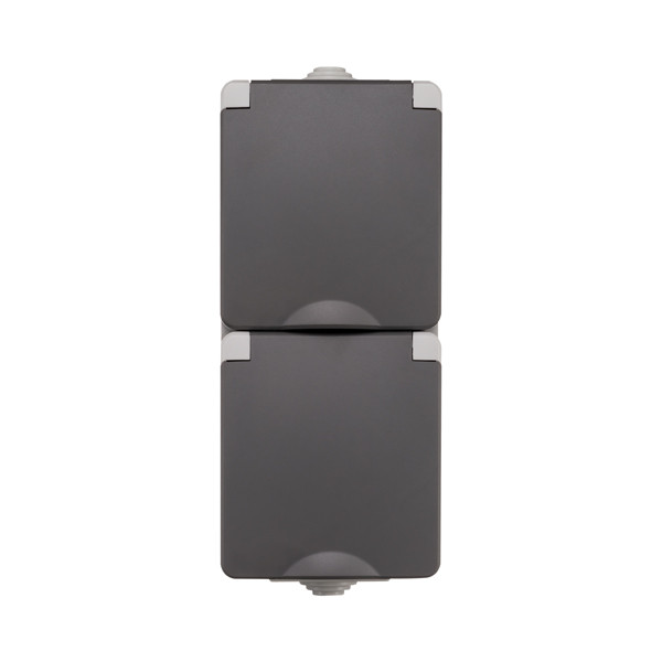 ION industries Opbouw Stopcontact 2-voudig | Verticaal | IP55 | Grijs  LIO00495 - 1