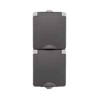 ION industries Opbouw Stopcontact 2-voudig | Verticaal | IP55 | Grijs  LIO00495