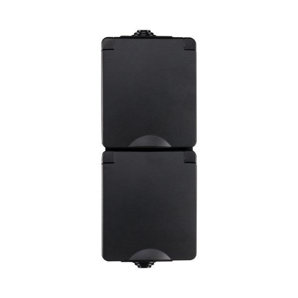 ION industries Opbouw Stopcontact 2-voudig | Verticaal | IP55 | Zwart  LIO00511 - 1