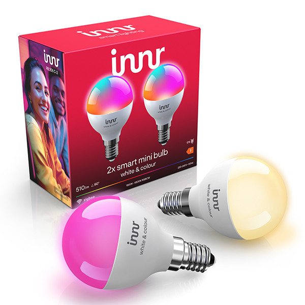 Innr Slimme E14 led lamp | Kogel G45 | Mat | RGB + 1800-6500K | Zigbee | 4.8W (40W) 2 stuks LIN00202 - 1