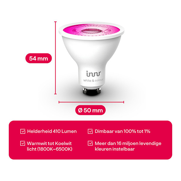 Innr Slimme GU10 led spot | RGB + 1800-6500K | Zigbee | 4.9W LIN00199 - 2