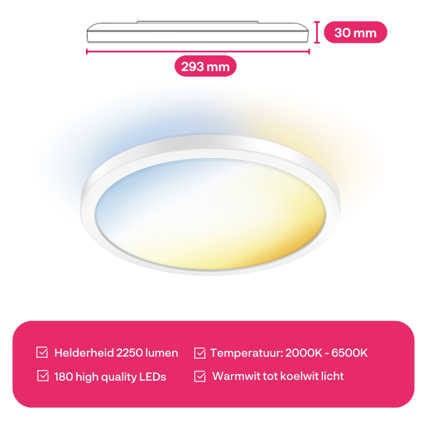 Innr Slimme plafondlamp | Rond | Ø 42 cm | 2000-6500K | Wit | Zigbee | 24W LIN00207 - 9